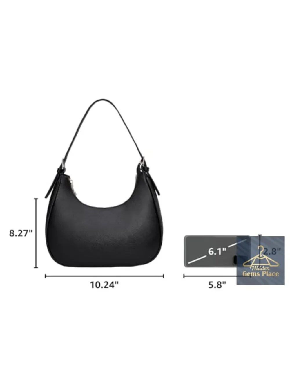 Small Crescent Hobo Shoulder Bag Vegan Leather Crossbody Purse